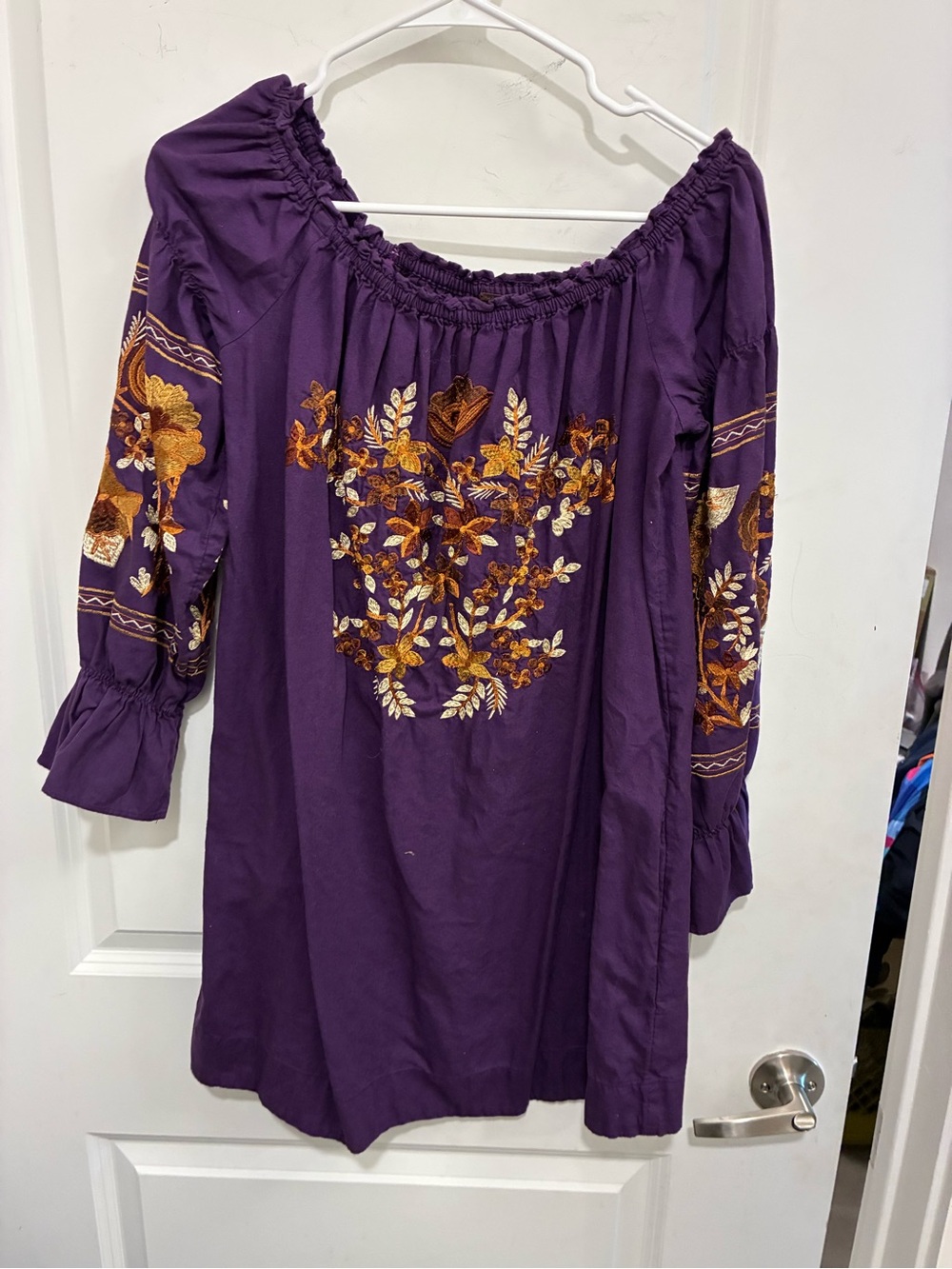 Free People Purple Embroidered Boho Tunic